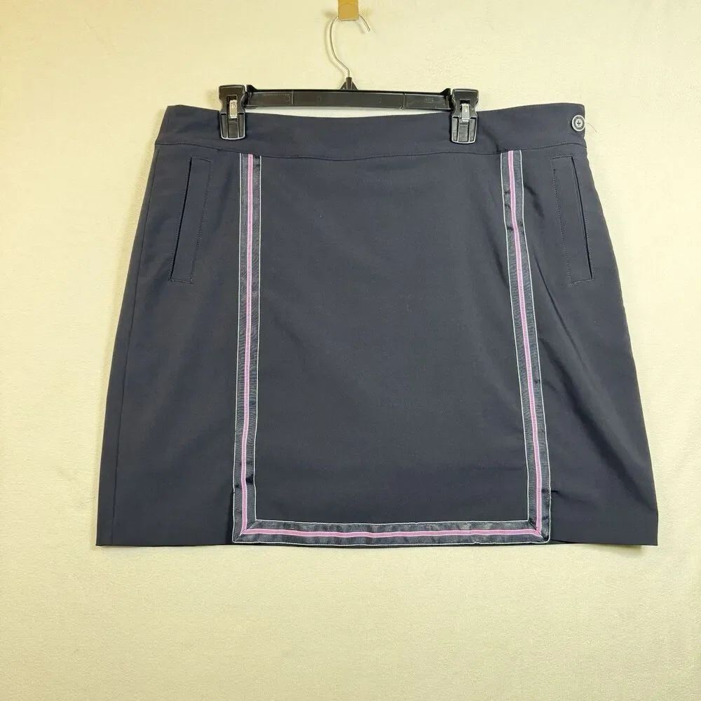 EP Pro Golf Skort Womens 16 Navy Blue Pink Ribbon Trim Athletic Skirt Shorts